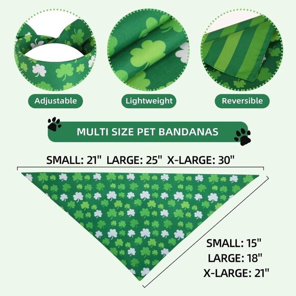 Lucky Dog Bandana Spring -1 Pack, Premium Durable Triangle Reversible Dog Scarf, - Picture 3 of 4